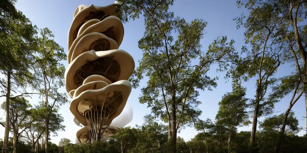 Image similar to sinuous mushroom tower residence