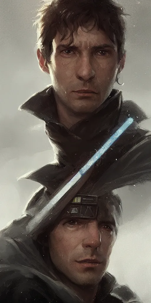 Image similar to portrait of pierre saubade by greg rutkowski, jedi knight, he is 3 5 years old, star wars expanded universe, wearing imperial gear, highly detailed portrait, digital painting, artstation, concept art, smooth, sharp foccus ilustration, artstation hq