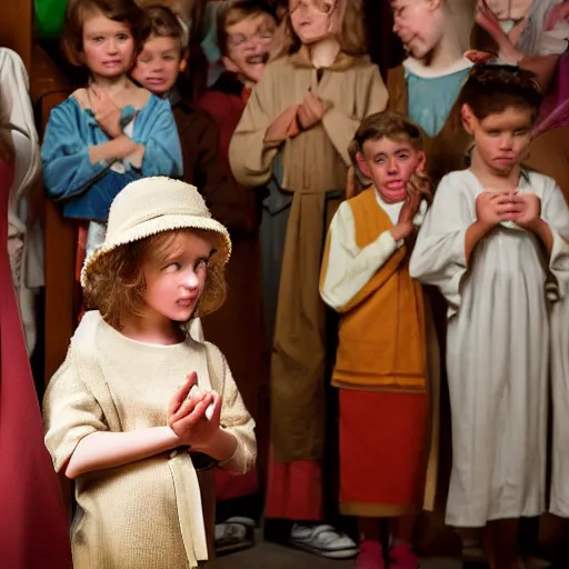 Image similar to child in church nativity play, single subject, clear face, norman rockwell