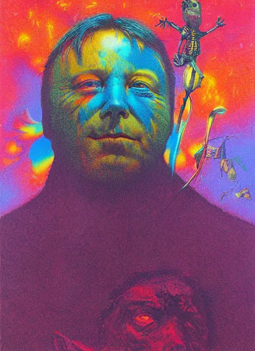 Image similar to alex jones by lisa frank and zdzislaw beksinski