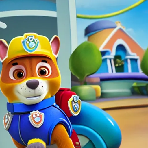 Prompt: a hamster in paw patrol