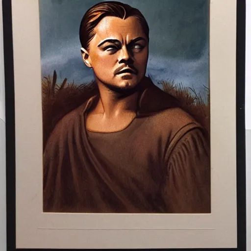 Prompt: representation of a Leonardo DiCaprio in the year 1940 illustrated by Hugh Joseph Ward