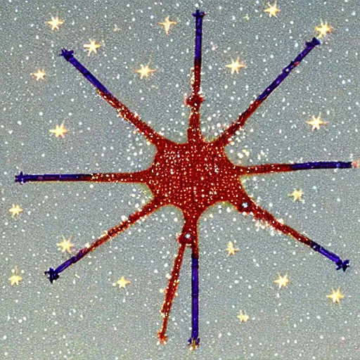 Prompt: sagittarius astrology symbol made out of stars in space,