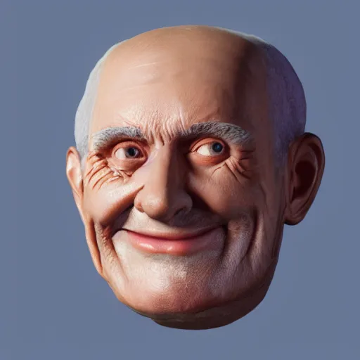 Prompt: the disembodied head of a smiling old man