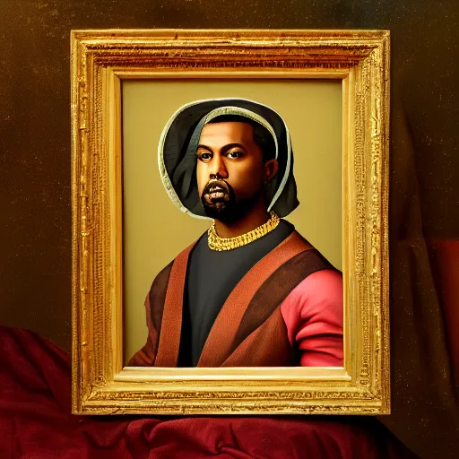 Image similar to A Renaissance portrait painting of Kanye West