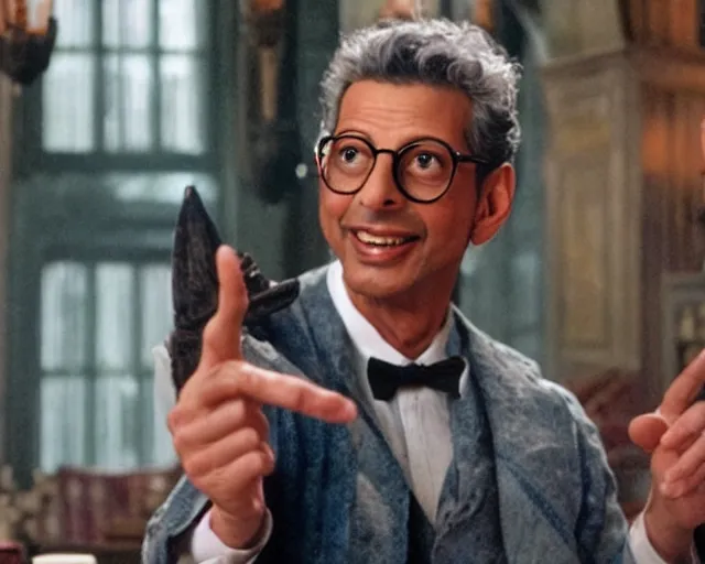 Image similar to jeff goldblum is a wizard in a scene from harry potter