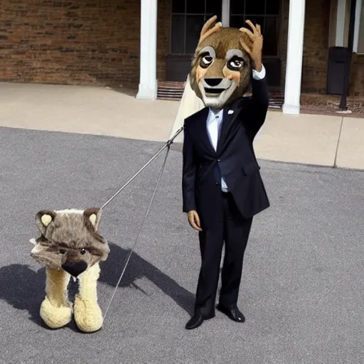 Prompt: Barack Obama in a wolf fursuit