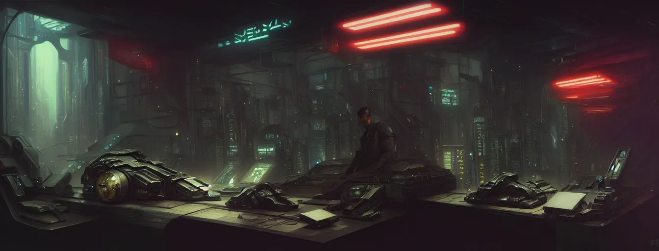 Image similar to blade runner artifacts, electronic case display, cyberpunk tech, ultrarealistic, futuristic, three point lighting, dramatic lighting, electrical details, high details, 4 k, 8 k, best, accurate, trending on artstation, artstation, photorealism, ultrarealistic, digital painting, style of peter mohrbacher, caravaggio, boris vallejo, hajime sorayama