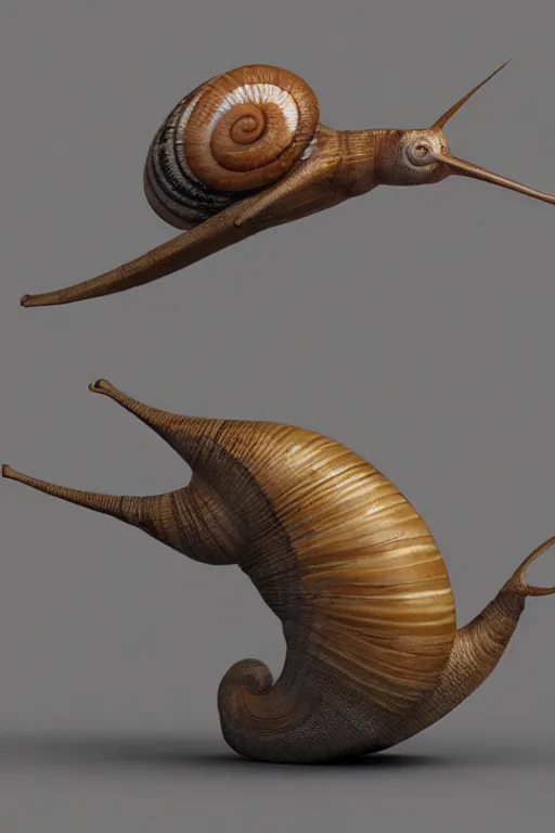 Prompt: snail with crow wings, photorealistic 3 d render 4 k