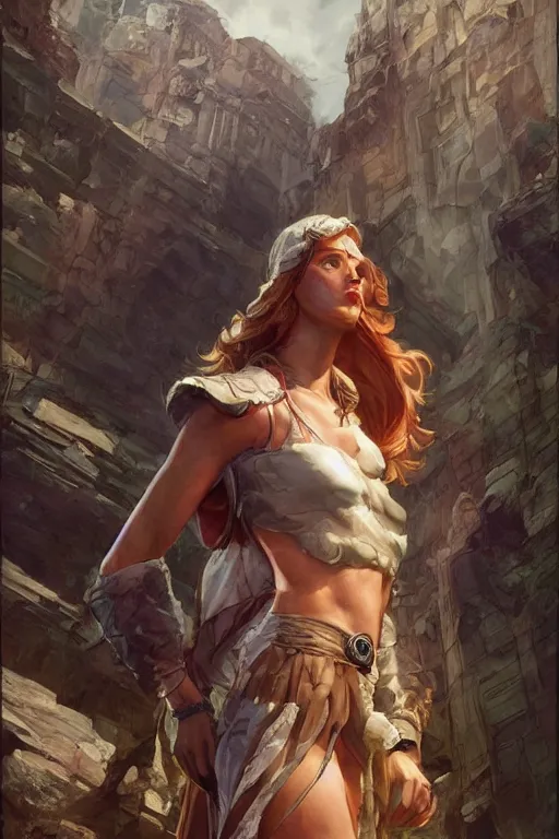 Image similar to portrait of the a soft geomancer is guarding a vest that breaks pillars, by artgerm and Craig Mullins, James Jean, Andrey Ryabovichev, Mark Simonetti and Peter Morbacher 16k