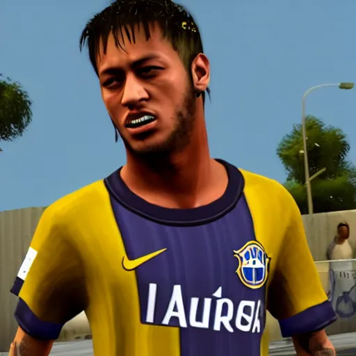 Prompt: screenshot of neymar in gta san andreas, gta sa