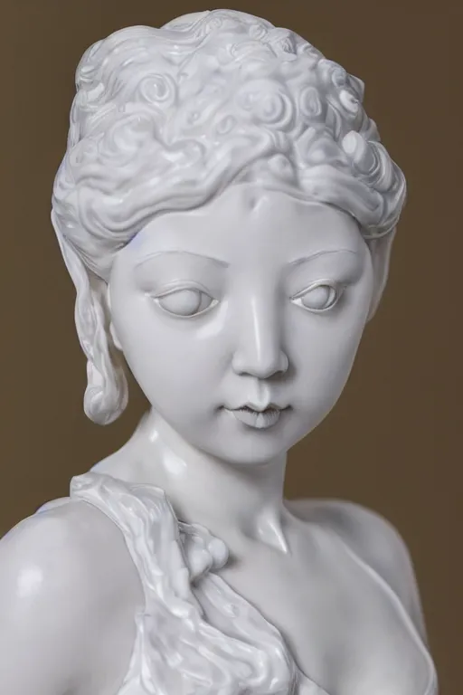 Prompt: full head and shoulders, beautiful female porcelain sculpture, smooth, painted willow tea cup features, delicate facial features, white eyes, white lashes, giant sculpture in ornate french ballroom, by daniel arsham and jeff moons