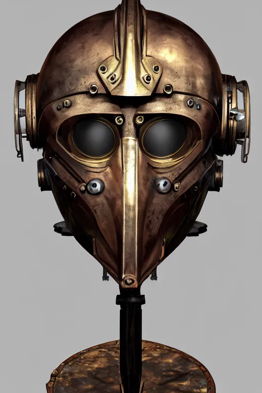 Image similar to steampunk helmet fantasy art mask robot ninja stylized digital illustration sharp focus, elegant intricate digital painting artstation concept art global illumination ray tracing advanced technology chaykin howard and campionpascale and cooke darwyn and davis jack