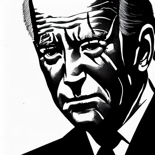 Image similar to Joe Biden looking sinister, by Tsutomu Nihei, highly detailed