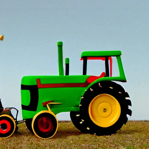 Prompt: a tractor with square wheels in the style of Wes Anderson, cinematic