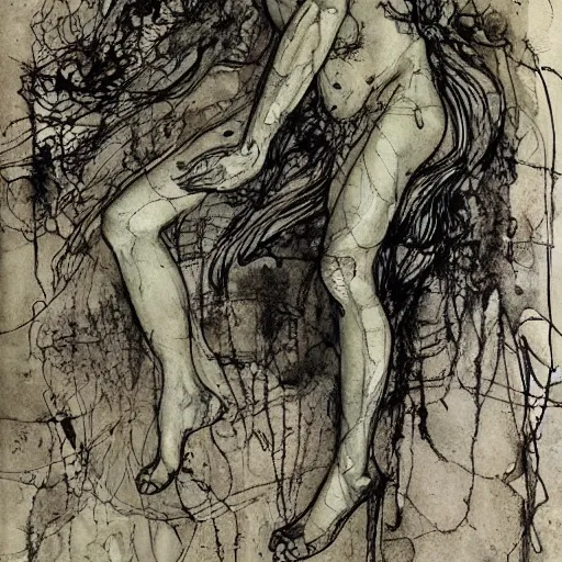 Image similar to 'Human body by Anton Pieck, Arshile Gorky, Arthur Rackham, Carne Griffiths'