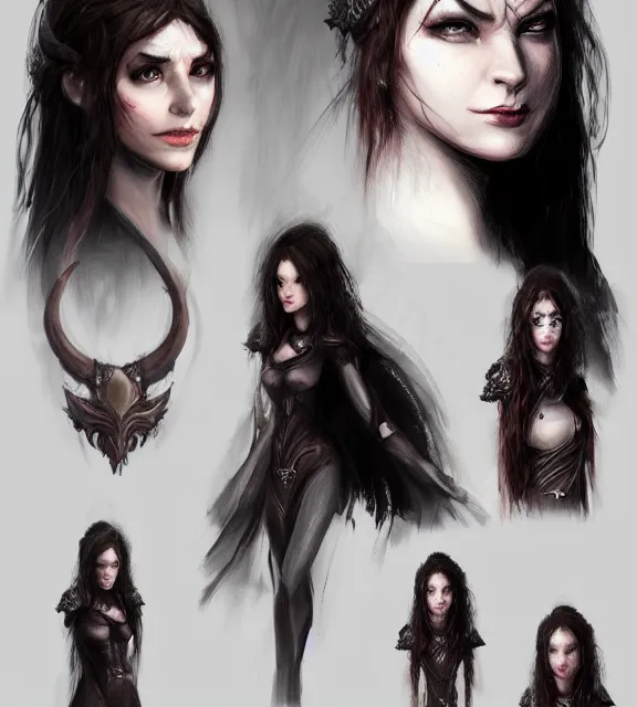 Image similar to dark fantasy female character profile realistic concept art by selina fenech