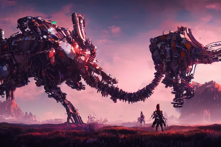 Image similar to bristleback machine mecanical creature robot of horizon forbidden west horizon zero dawn bioluminiscence global illumination ray tracing hdr fanart arstation by ian pesty and alena aenami artworks in 4 k