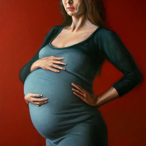 Prompt: Full-length portrait of a pregnant woman in besieged Leningrad, dramatic art by Irina French, 8k, hyperrealism, sharp focused