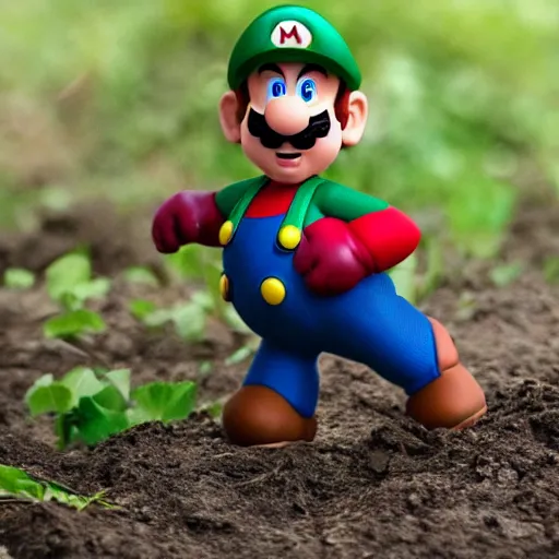 Image similar to super mario in vietnam war trenches, dirty, muddy, violent, sharp focus, hyper realistic, sony 5 0 mm lens