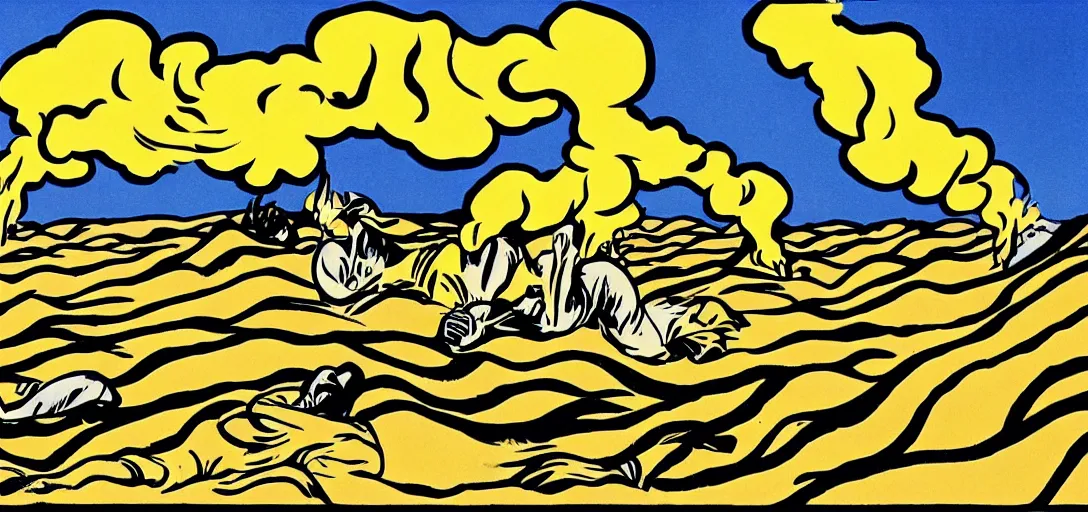 Image similar to the battle of the somme in the style of Roy Lichtenstein