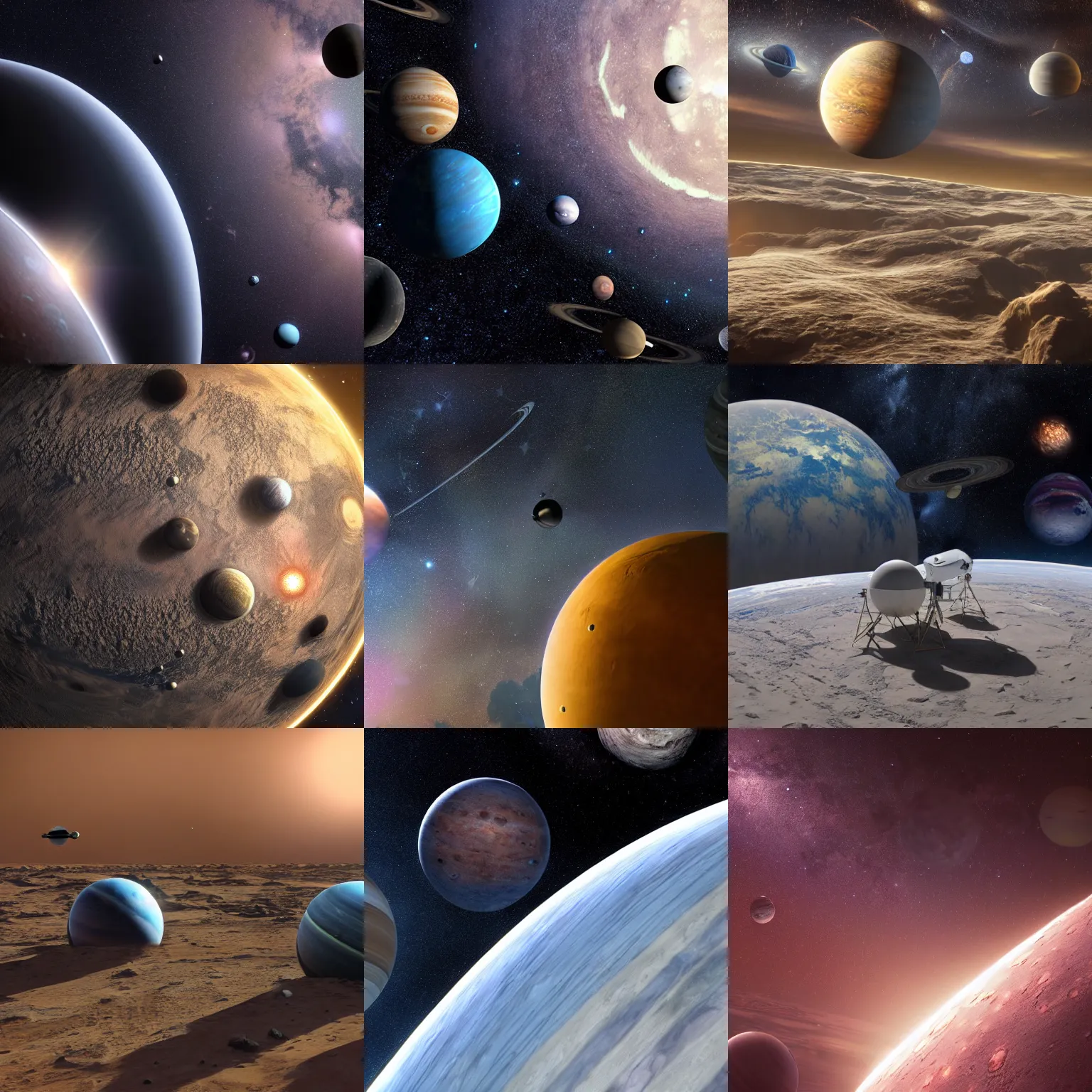 Prompt: photorealistic space scene with stars and planets : 8k : : hyperrealism : : hyperrealistic : : unreal engine render : : highly detailed : : ultra-realistic : : octane render