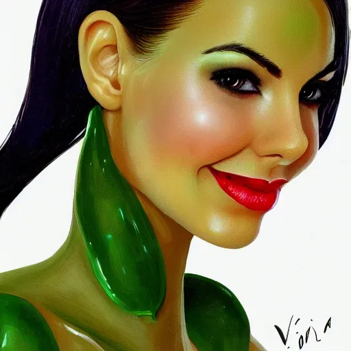 Prompt: one face shot of victoria justice in a jalapeno by 5 randomly selected famous illustrators. vastly enriched image quality. lucidly vivid. iridescentally detailed. extremely elegant and beautiful.