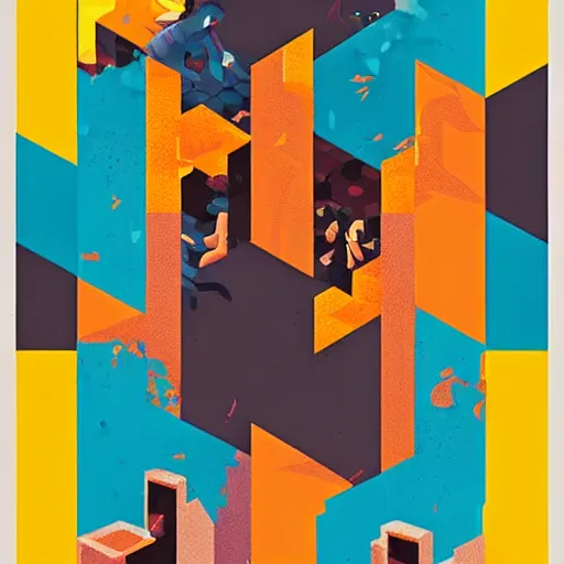 Image similar to Tetris Poster by Sachin Teng, asymmetrical, Organic Painting , Matte Painting, geometric shapes, hard edges, graffiti, street art,:2 by Sachin Teng:4