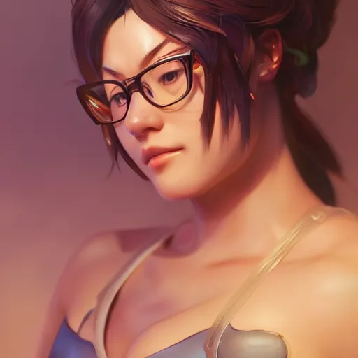 Prompt: portrait of mei from overwatch, au naturel, hyper detailed, digital art, trending in artstation, cinematic lighting, studio quality, smooth render, unreal engine 5 rendered, octane rendered, art style by klimt and nixeu and ian sprigger and wlop and krenz cushart.