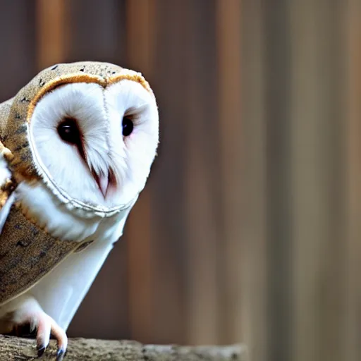 Prompt: a cute barn owl in a duffle coat