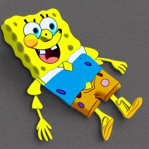 Prompt: spongebob in real life, low angle