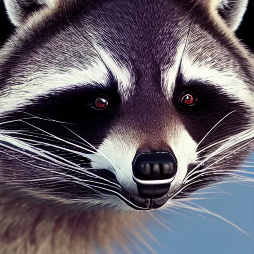 Prompt: a render of a raccoon, extreme fine detail background, octane, highly detailed, detailed eyes, high quality, ray traceing, zbrush, trending on artstation
