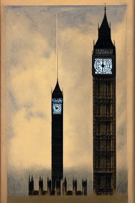 Prompt: Big Ben as a rocket, launch