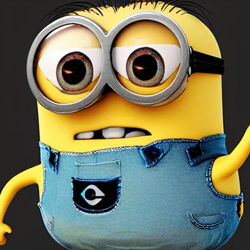 Image similar to realistic photograph of a minion, if it were a real person