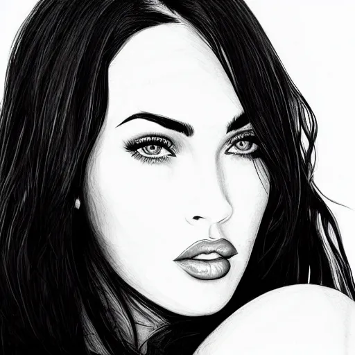 Image similar to “Megan Fox, portrait!!! Portrait based on doodles, scribbled lines, sketch by Liz Y Ahmet monochrome, concept Art, ultra detailed portrait, 4k resolution”