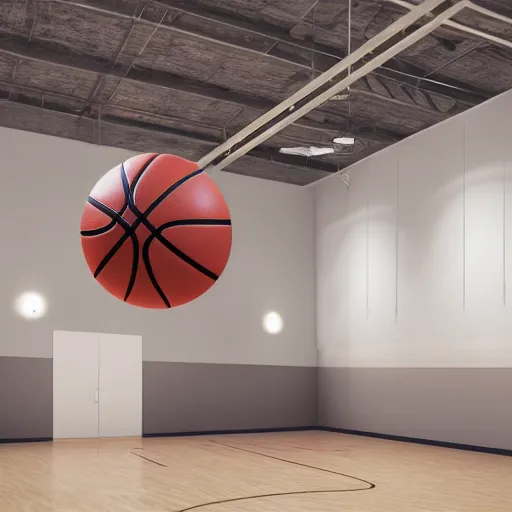 Image similar to studio photo of a floating a leather basketball, hyper realistic, 8 k