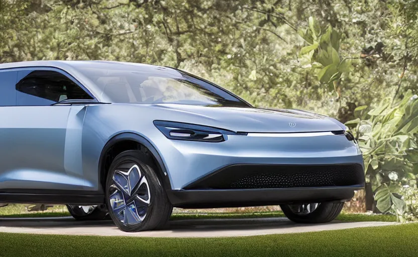Image similar to the electric suv honma will release soon, outdoor product photography on a golf course
