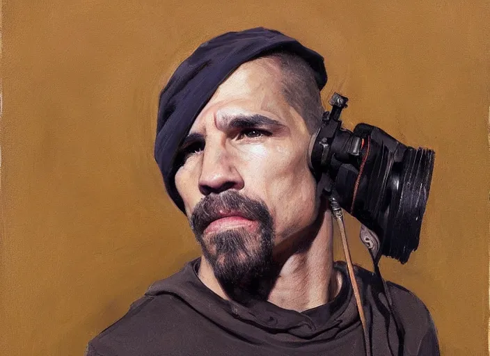 Image similar to a highly detailed beautiful portrait of anthony kiedis as security camera, by gregory manchess, james gurney, james jean