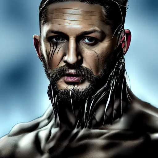 Image similar to Tom Hardy in wolverine suit Digital art 4K quality Photorealism