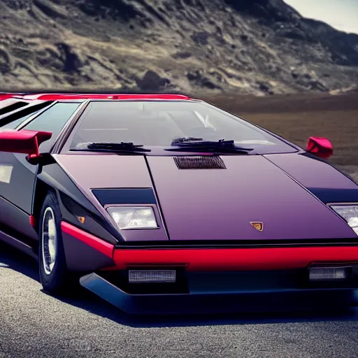 Image similar to “Lamborghini Countach brochure photo, 4K, cinematic”