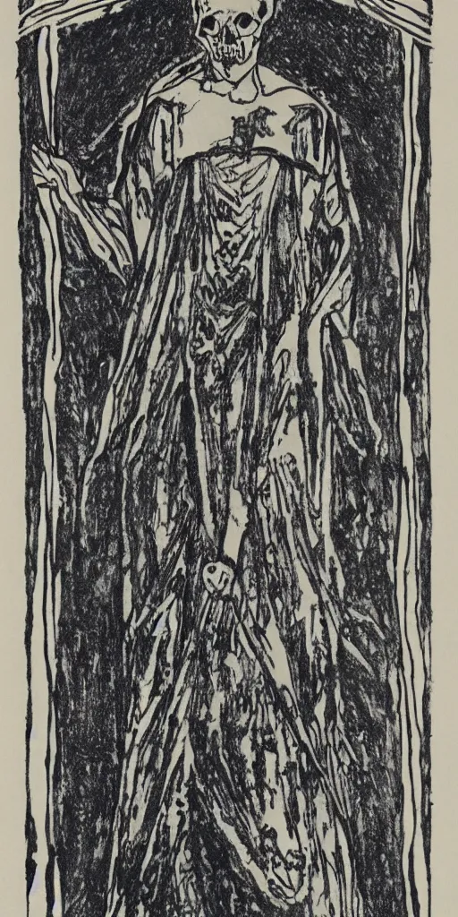 Prompt: the death tarot card by austin osman spare