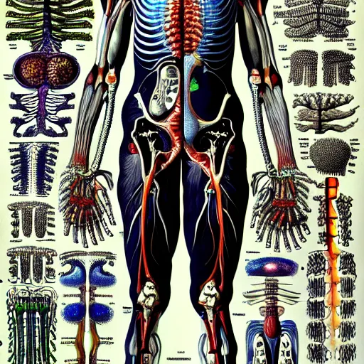 Image similar to mark zuckerberg cyborg anatomy by ernst haeckel, masterpiece, vivid, very detailed