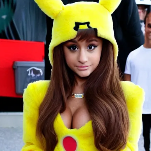Image similar to ariana grande in a cute pikachu suit