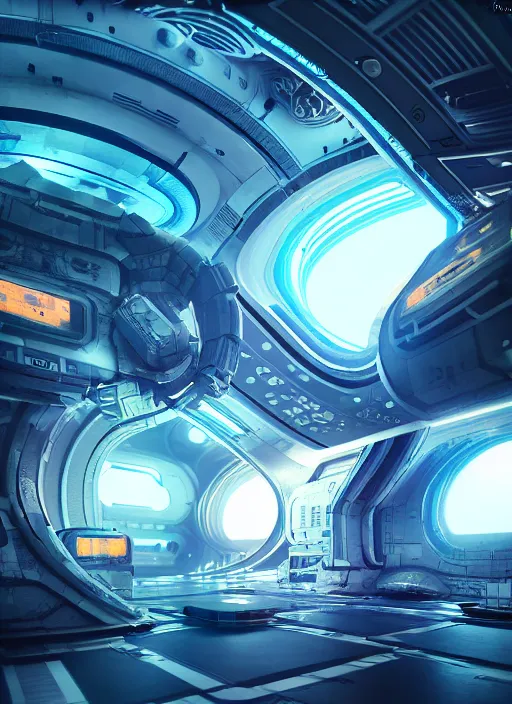 Prompt: futuristic space station 3 d concept art, cinematic lighting, glitch art pixel sorting, intricate details, octane rendering, trending on artstation, featured on behance