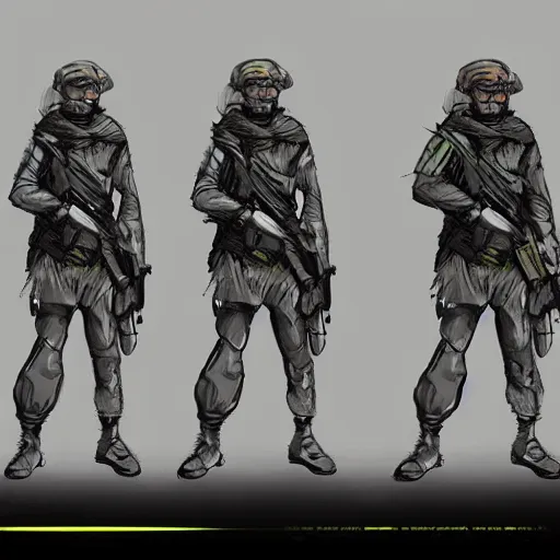 Prompt: concept art of futuristic soldiers