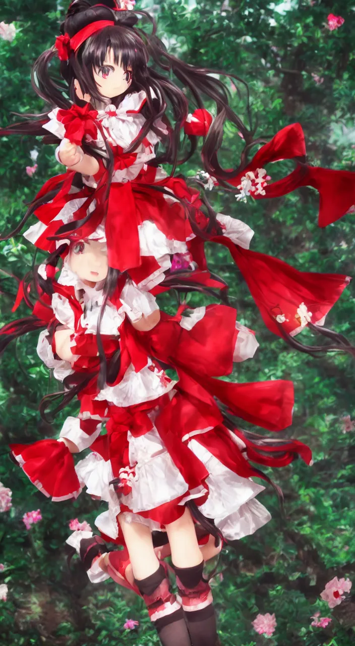 Prompt: a photograph of Reimu Hakurei from Touhou Project, highly detailed, 8k,
