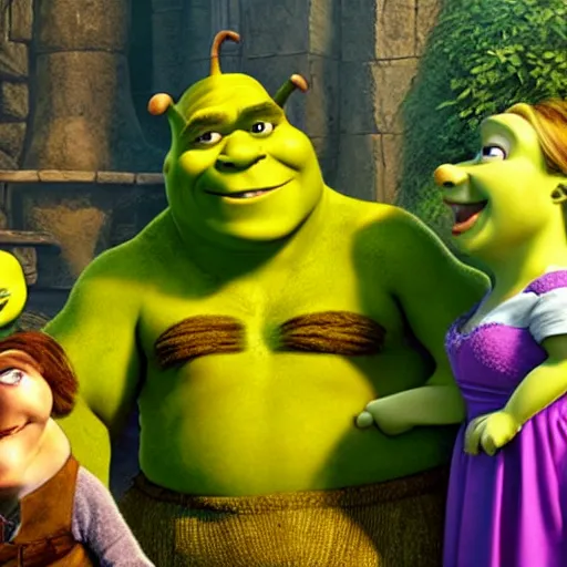 Image similar to shrek with the minions