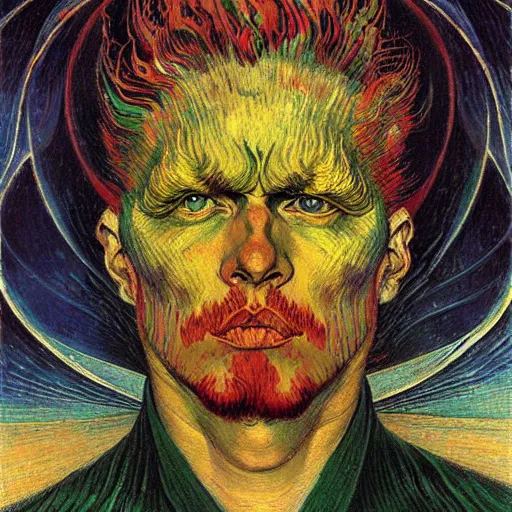 Image similar to Divine Chaos Engine by Karol Bak, Jean Delville, and Vincent Van Gogh, in the style of William Blake and Van Gogh