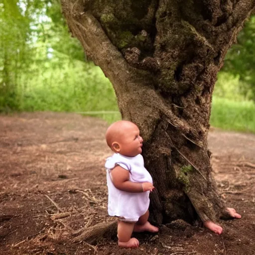 Image similar to a tree growing out of a baby