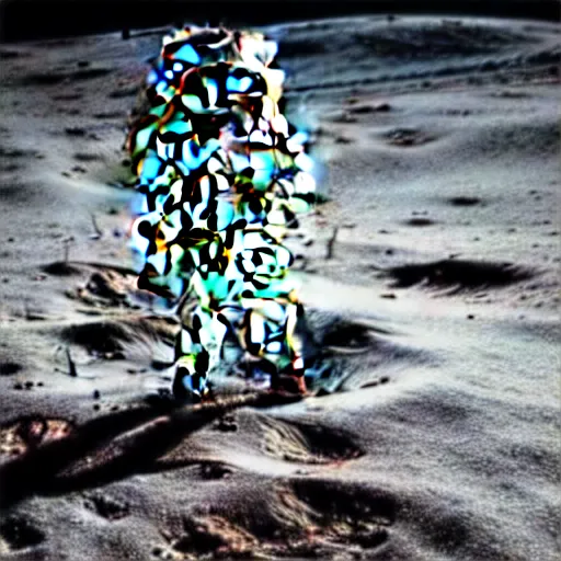 Prompt: A horse walking on the moon, photo